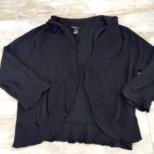 Womens Black long sleeve Thesis ruffle short cardigan XL